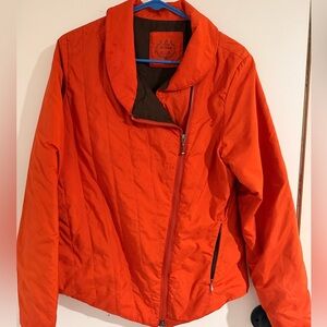 Women Lightweight L PrAna Orange Jacket (Crossbody Double Slider Zipper) FLAWED